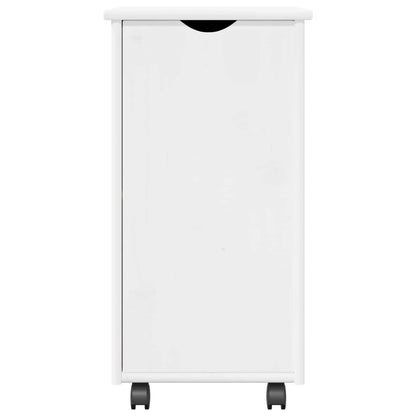 Rolling Cabinet White 34 x 39 x 65.5 cm Solid Pine Wood