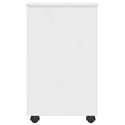 Rolling Cabinet White 34 x 39 x 65.5 cm Solid Pine Wood