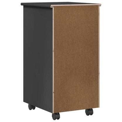 Rolling Cabinet Grey 34 x 39 x 65.5 cm Solid Pine Wood
