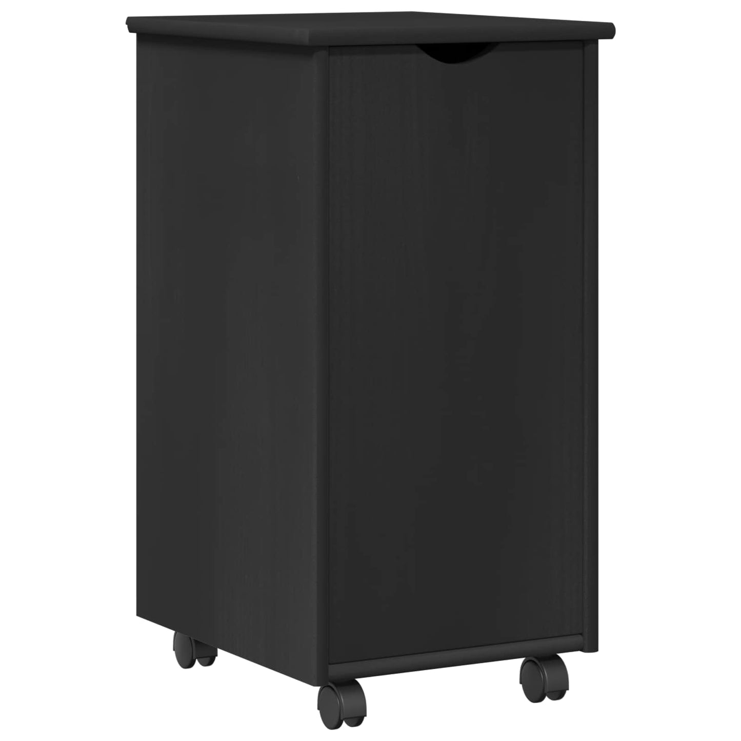 Rolling Cabinet Black 34 x 39 x 65.5 cm Solid Pine Wood