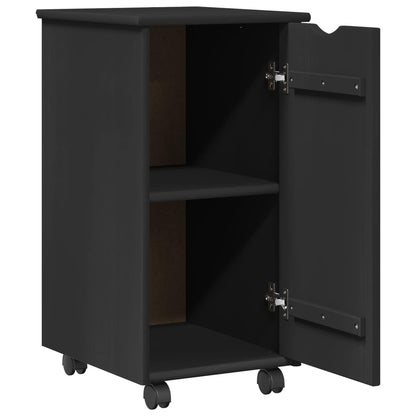Rolling Cabinet Black 34 x 39 x 65.5 cm Solid Pine Wood