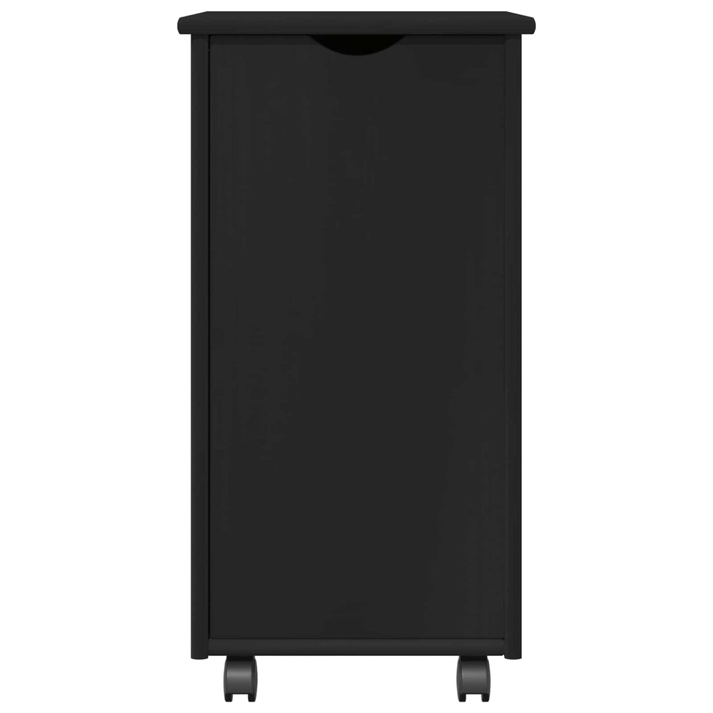 Rolling Cabinet Black 34 x 39 x 65.5 cm Solid Pine Wood