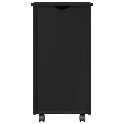 Rolling Cabinet Black 34 x 39 x 65.5 cm Solid Pine Wood