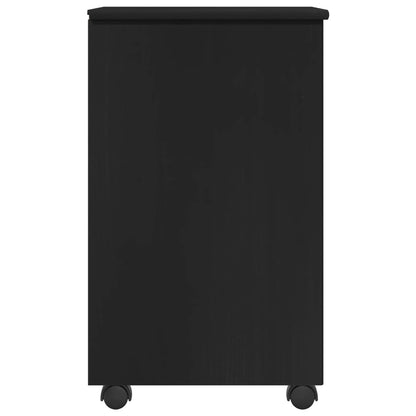 Rolling Cabinet Black 34 x 39 x 65.5 cm Solid Pine Wood