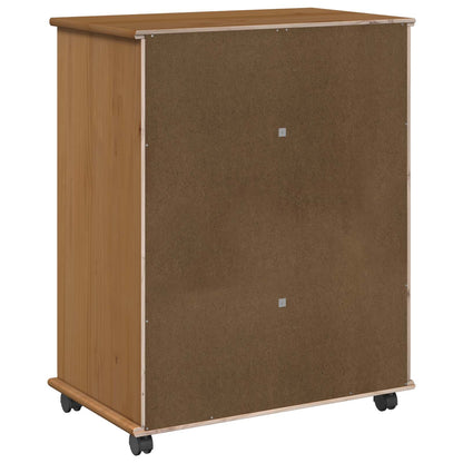 Rolling Cabinet Honey Brown 63.5 x 39 x 79 cm Solid Pine Wood