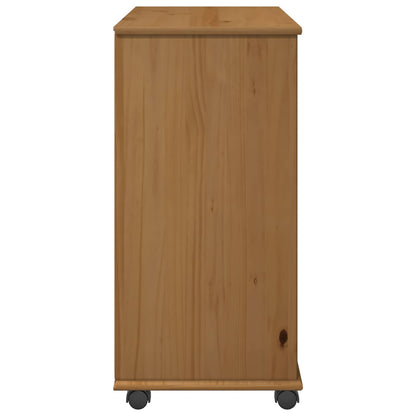 Rolling Cabinet Honey Brown 63.5 x 39 x 79 cm Solid Pine Wood