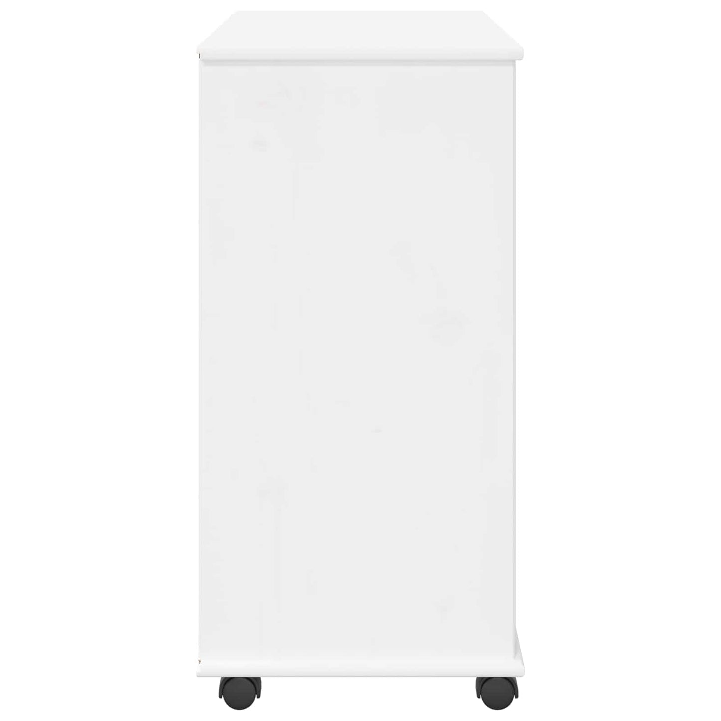 Rolling Cabinet White 63.5 x 39 x 79 cm Solid Pine Wood