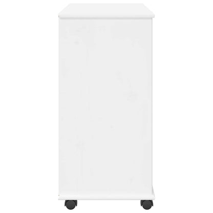 Rolling Cabinet White 63.5 x 39 x 79 cm Solid Pine Wood