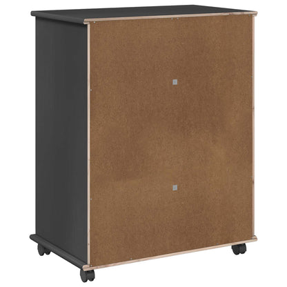 Rolling Cabinet Grey 63.5 x 39 x 79 cm Solid Pine Wood