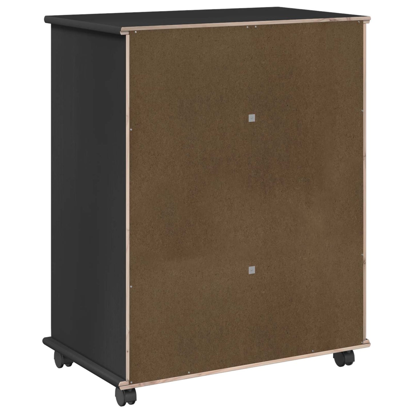 Rolling Cabinet Black 63.5 x 39 x 79 cm Solid Pine Wood