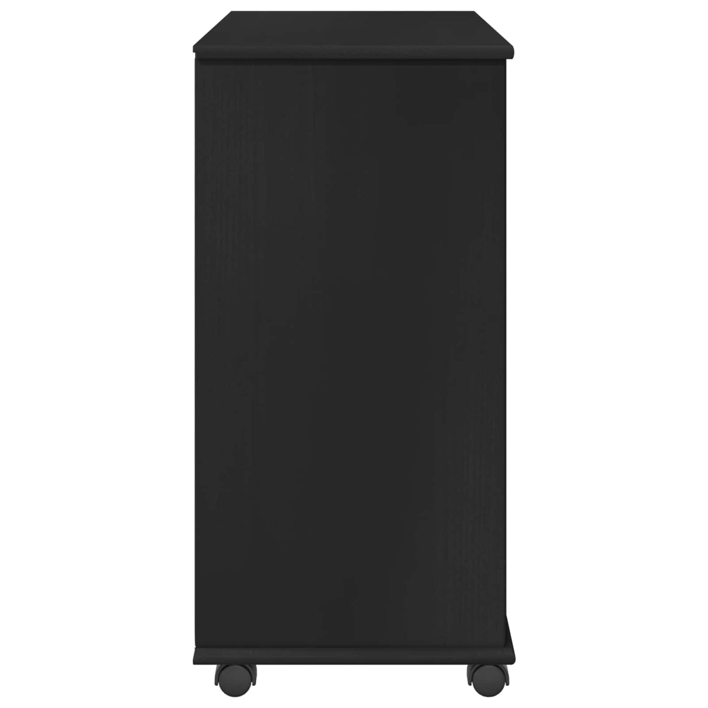 Rolling Cabinet Black 63.5 x 39 x 79 cm Solid Pine Wood