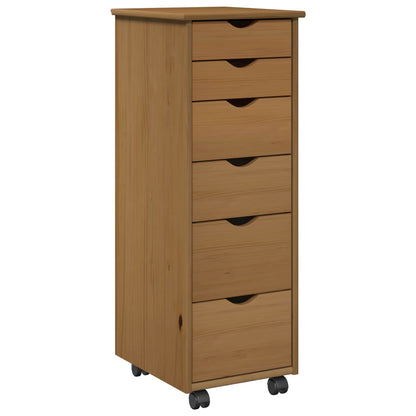 Rolling Cabinet Honey Brown 34 x 39 x 93.5 cm Solid Pine Wood