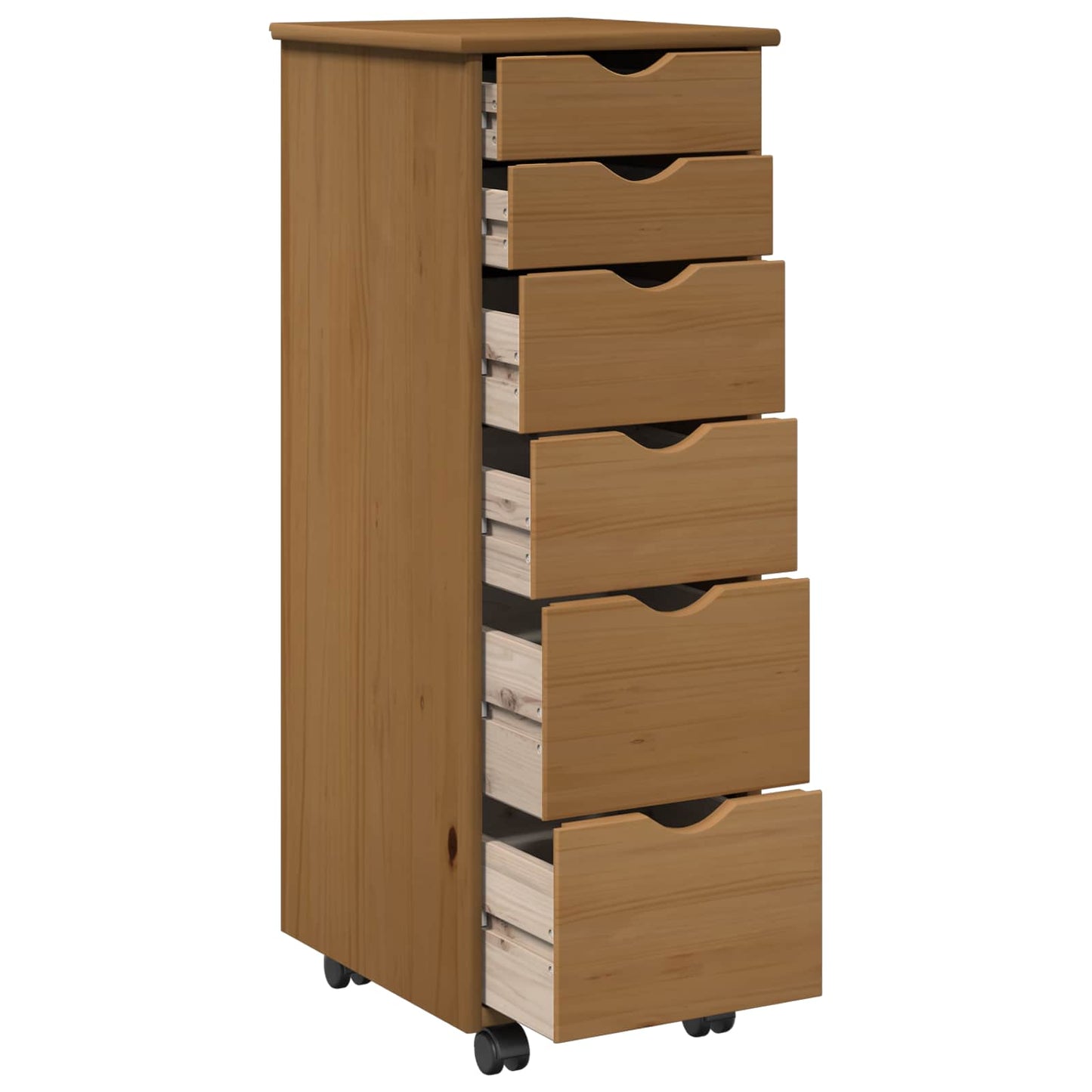 Rolling Cabinet Honey Brown 34 x 39 x 93.5 cm Solid Pine Wood