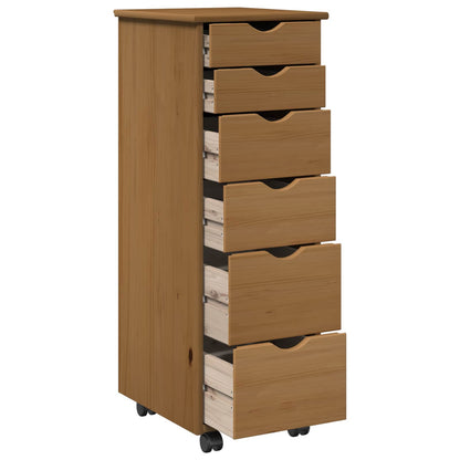 Rolling Cabinet Honey Brown 34 x 39 x 93.5 cm Solid Pine Wood