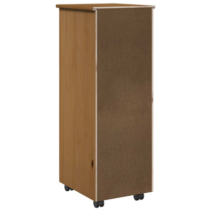 Rolling Cabinet Honey Brown 34 x 39 x 93.5 cm Solid Pine Wood