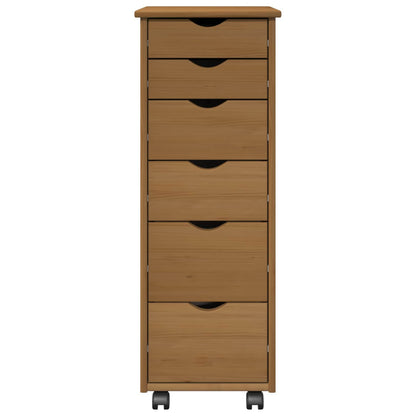 Rolling Cabinet Honey Brown 34 x 39 x 93.5 cm Solid Pine Wood