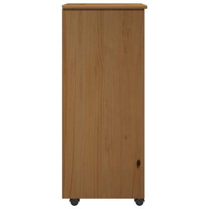 Rolling Cabinet Honey Brown 34 x 39 x 93.5 cm Solid Pine Wood