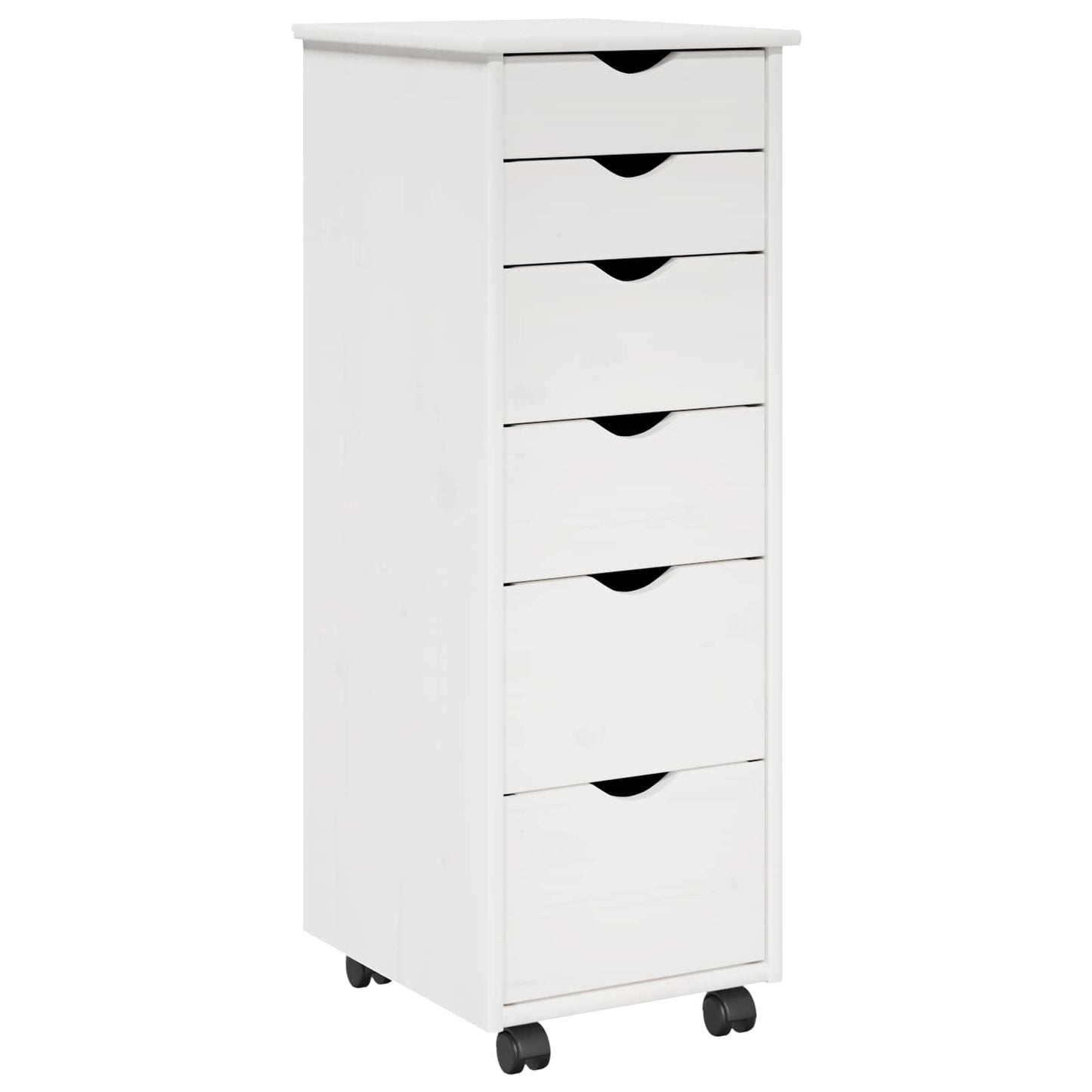 Rolling Cabinet White 34 x 39 x 93.5 cm Solid Pine Wood