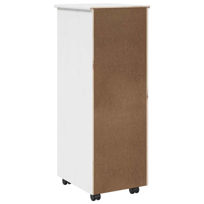 Rolling Cabinet White 34 x 39 x 93.5 cm Solid Pine Wood
