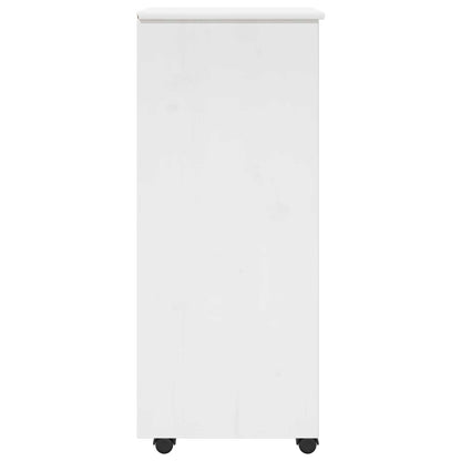Rolling Cabinet White 34 x 39 x 93.5 cm Solid Pine Wood