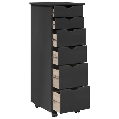 Rolling Cabinet Grey 34 x 39 x 93.5 cm Solid Pine Wood