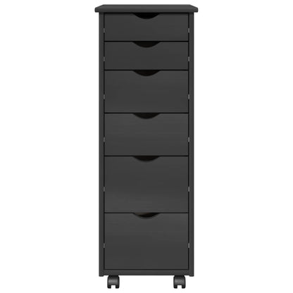 Rolling Cabinet Grey 34 x 39 x 93.5 cm Solid Pine Wood