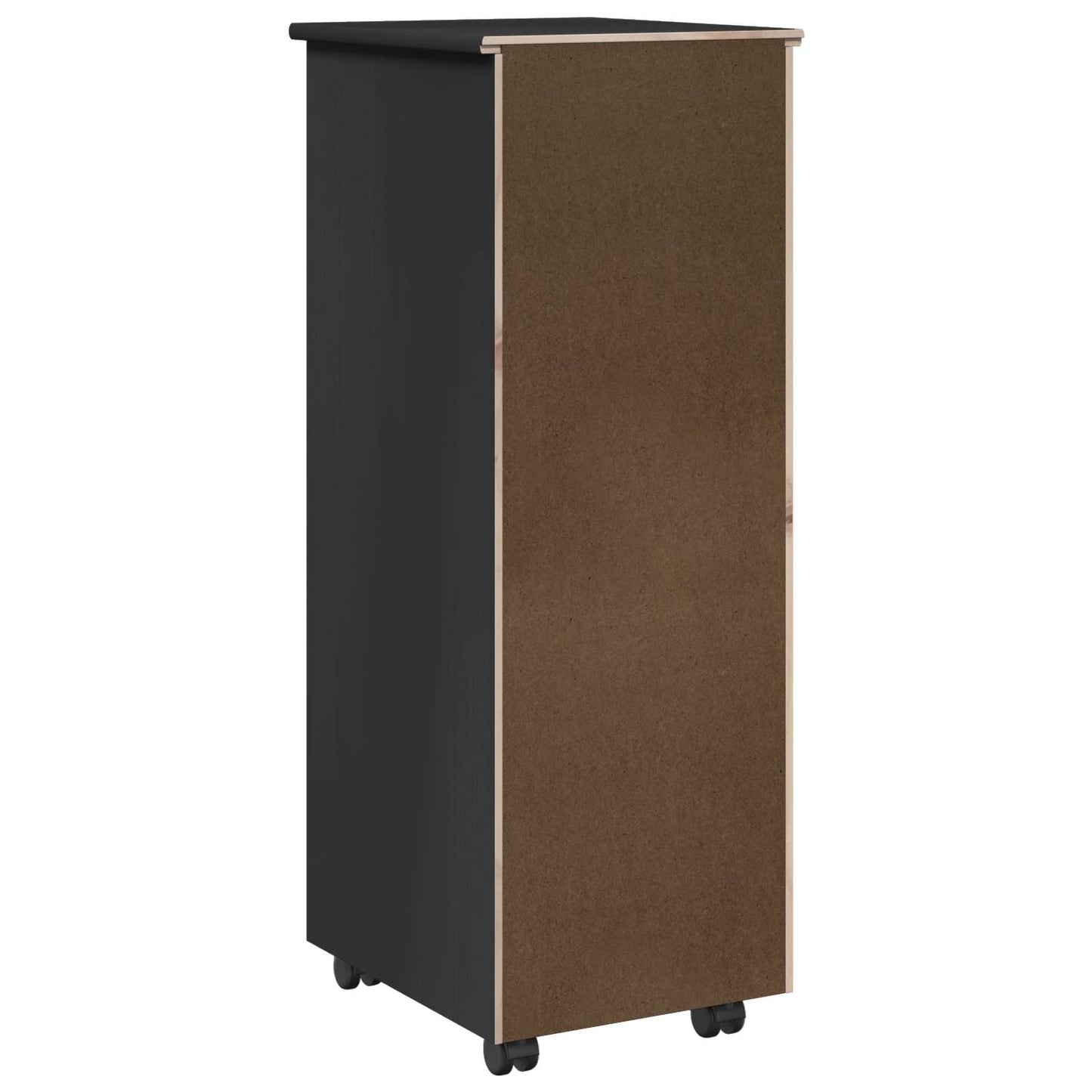 Rolling Cabinet Black 34 x 39 x 93.5 cm Solid Pine Wood