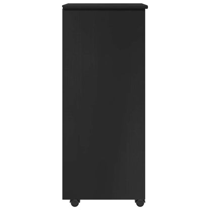 Rolling Cabinet Black 34 x 39 x 93.5 cm Solid Pine Wood