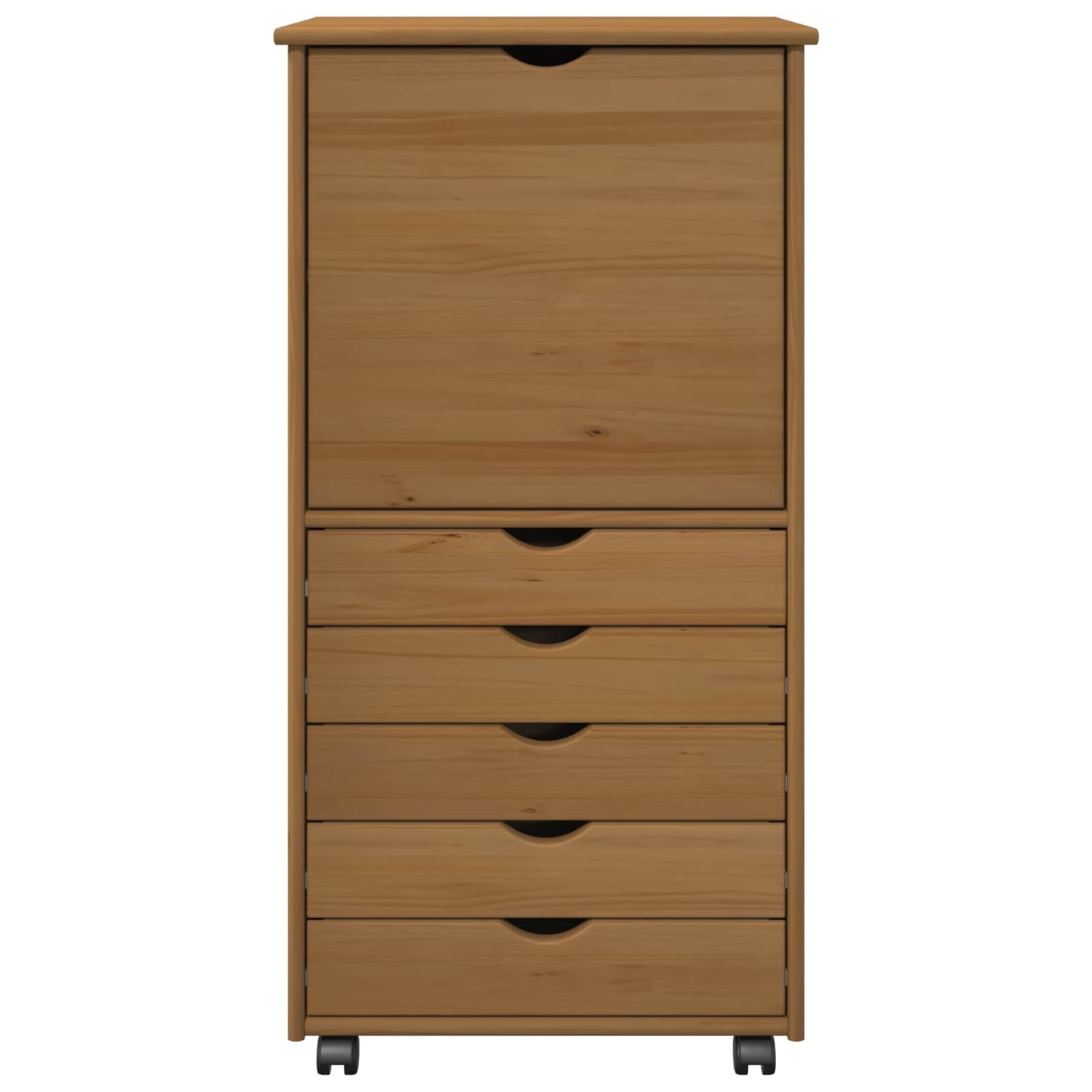 Rolling Cabinet Honey Brown 53 x 39 x 103 cm Solid Pine Wood