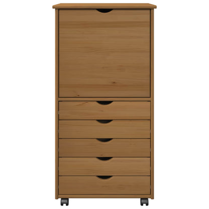 Rolling Cabinet Honey Brown 53 x 39 x 103 cm Solid Pine Wood