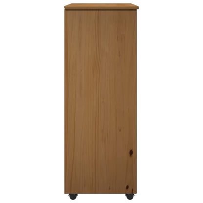 Rolling Cabinet Honey Brown 53 x 39 x 103 cm Solid Pine Wood