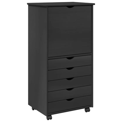 Rolling Cabinet Grey 53 x 39 x 103 cm Solid Pine Wood