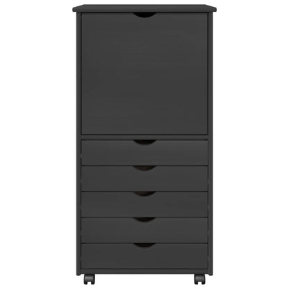 Rolling Cabinet Grey 53 x 39 x 103 cm Solid Pine Wood