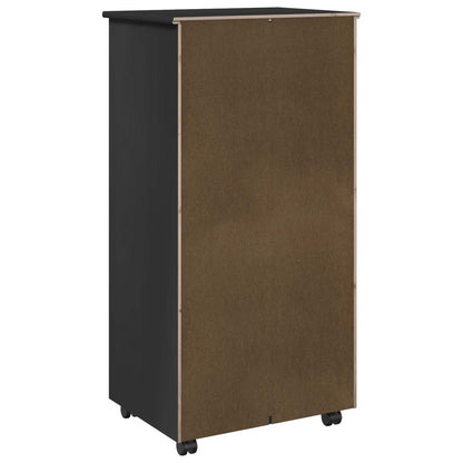 Rolling Cabinet Black 53 x 39 x 103 cm Solid Pine Wood