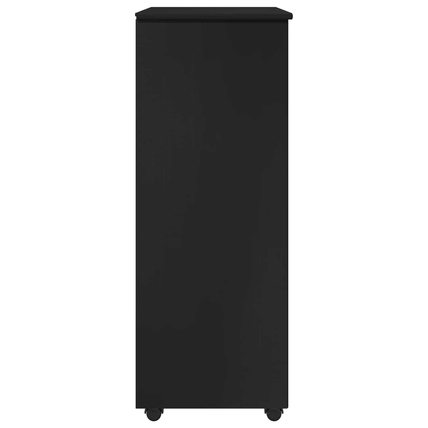 Rolling Cabinet Black 53 x 39 x 103 cm Solid Pine Wood