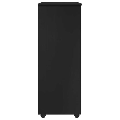 Rolling Cabinet Black 53 x 39 x 103 cm Solid Pine Wood