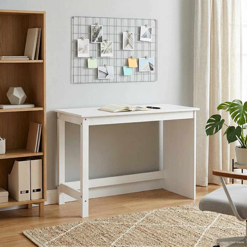 Desk White 112 x 50 x 75 cm Solid Pine Wood