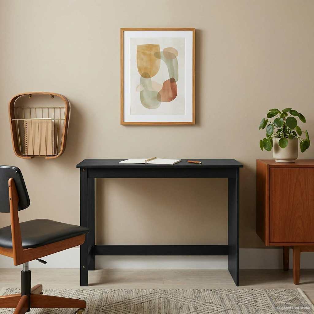 Desk Black 112 x 50 x 75 cm Solid Pine Wood