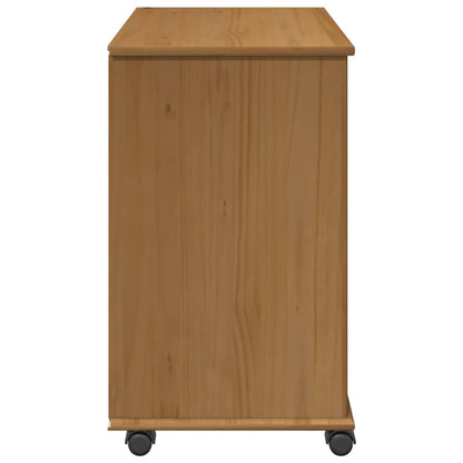 Rolling Cabinet Honey Brown 63.5 x 39 x 65.5 cm Solid Pine Wood