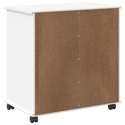 Rolling Cabinet White 63.5 x 39 x 65.5 cm Solid Pine Wood