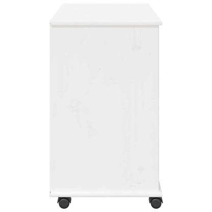 Rolling Cabinet White 63.5 x 39 x 65.5 cm Solid Pine Wood