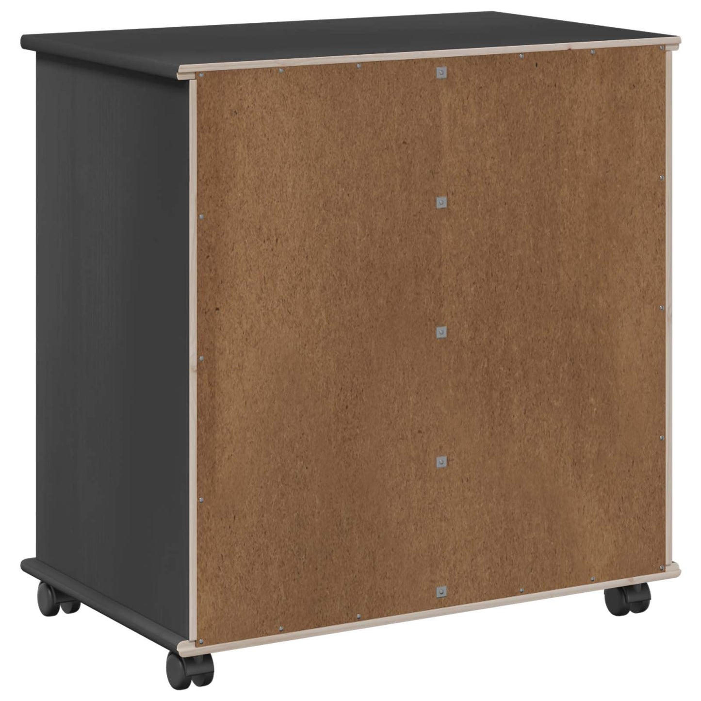Rolling Cabinet Grey 63.5 x 39 x 65.5 cm Solid Pine Wood