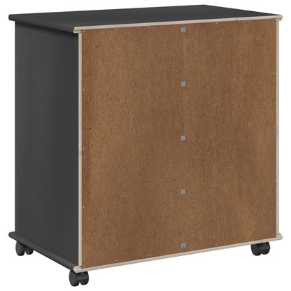 Rolling Cabinet Grey 63.5 x 39 x 65.5 cm Solid Pine Wood