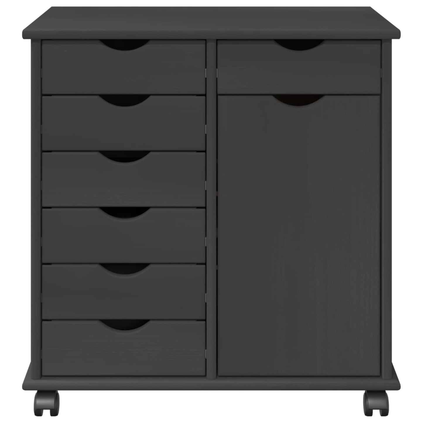 Rolling Cabinet Grey 63.5 x 39 x 65.5 cm Solid Pine Wood