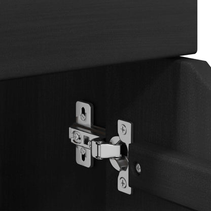 Rolling Cabinet Black 63.5 x 39 x 65.5 cm Solid Pine Wood