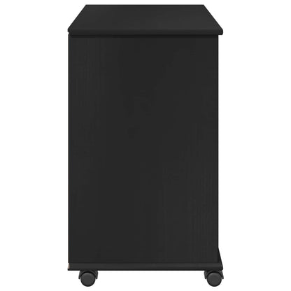 Rolling Cabinet Black 63.5 x 39 x 65.5 cm Solid Pine Wood