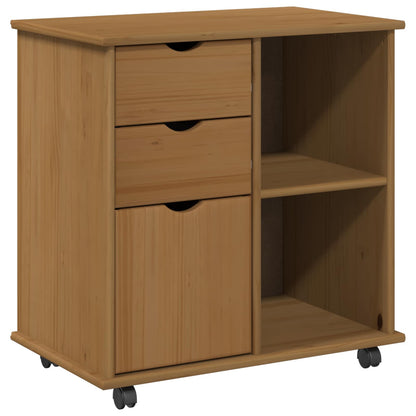 Rolling Cabinet Honey Brown 63.5 x 39 x 65.5 cm Solid Pine Wood
