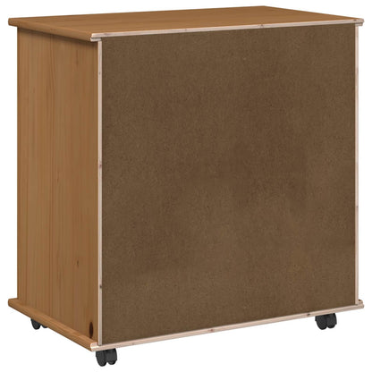 Rolling Cabinet Honey Brown 63.5 x 39 x 65.5 cm Solid Pine Wood