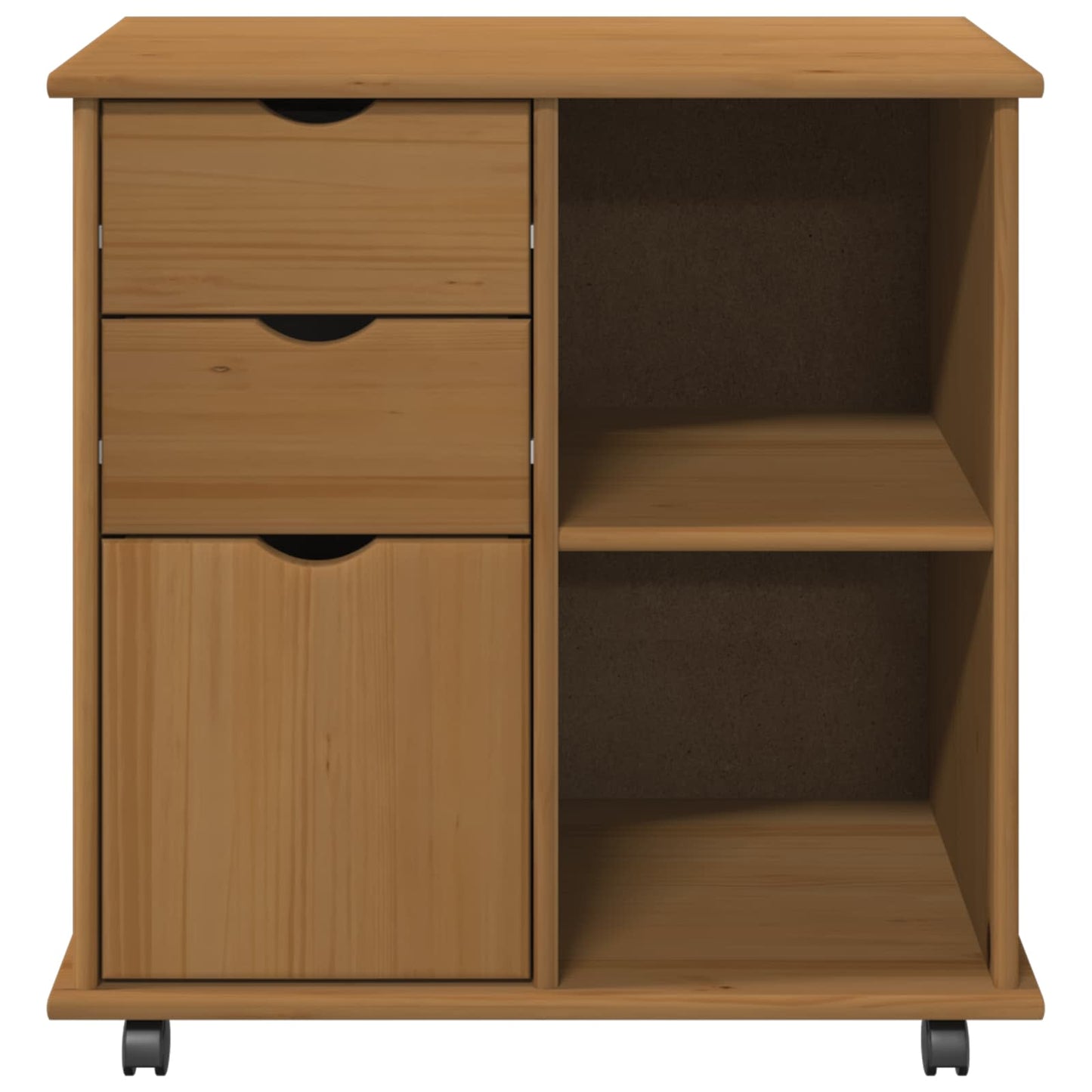 Rolling Cabinet Honey Brown 63.5 x 39 x 65.5 cm Solid Pine Wood