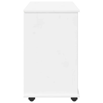 Rolling Cabinet White 63.5 x 39 x 65.5 cm Solid Pine Wood